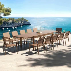 MOBELLIA Table de jardin extensible aluminium 12 places (200/320 x 100 cm) Murano Bronze Best