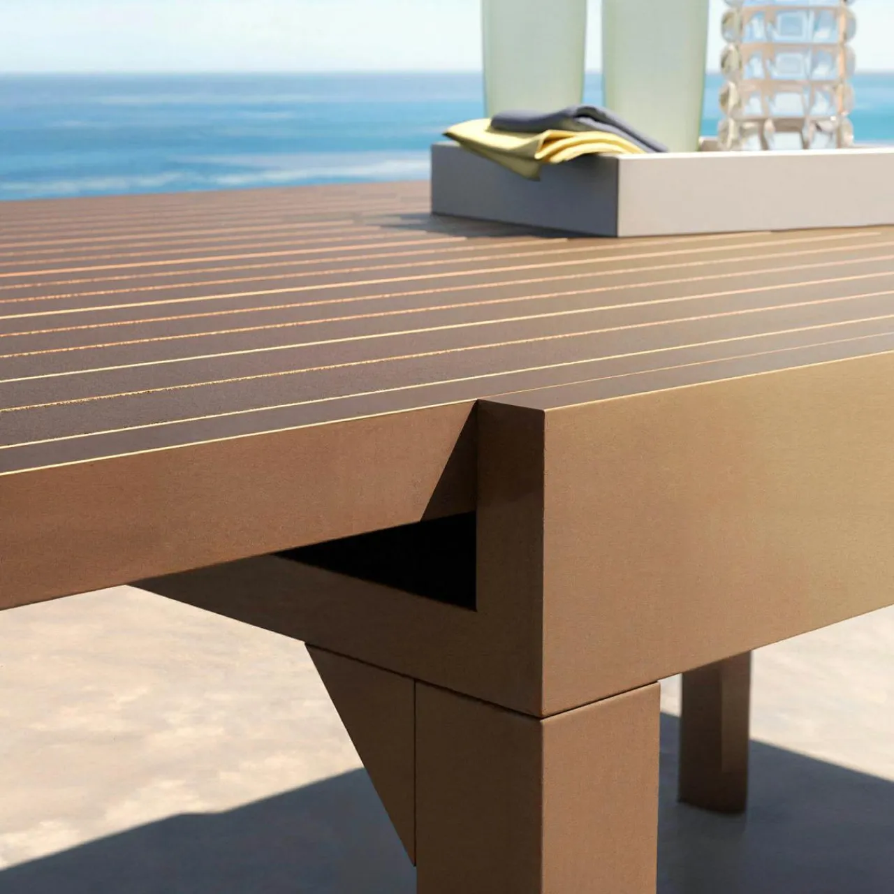 MOBELLIA Table de jardin extensible aluminium 12 places (200/320 x 100 cm) Murano Bronze Best