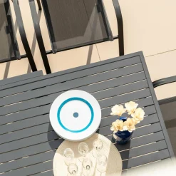 MOBELLIA Table de jardin extensible aluminium 12 places (200/320 x 100 cm) Murano Gris Anthracite Outlet