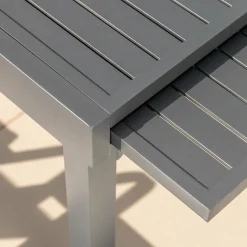 MOBELLIA Table de jardin extensible aluminium 12 places (200/320 x 100 cm) Murano Gris Anthracite Outlet