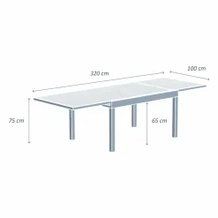 MOBELLIA Table de jardin extensible aluminium 12 places (200/320 x 100 cm) Murano Vert olive New