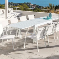 MOBELLIA Table de jardin extensible aluminium 12 places (200/320 x 100 cm) Murano Blanc Online