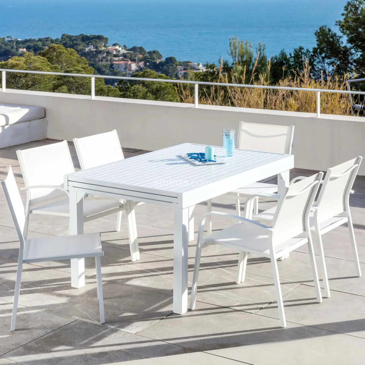MOBELLIA Table de jardin extensible aluminium 12 places (200/320 x 100 cm) Murano Blanc Online
