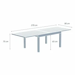 MOBELLIA Table de jardin extensible en aluminium 10 places (135/270 x 90 cm) Murano Gris Anthracite Outlet
