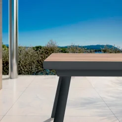 MOBELLIA Table de jardin extensible en aluminium 10 places (260 x 96 cm) Amalfi Gris Anthracite Best