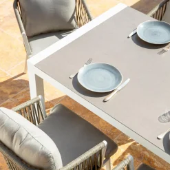 MOBELLIA Table de jardin extensible en aluminium 12 places (195/300 x 96 cm) Amalfi Blanc Discount