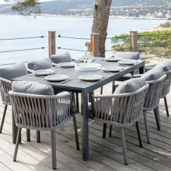 MOBELLIA Table de jardin extensible en aluminium 12 places (195/300 x 96 cm) Amalfi Gris Anthracite Best