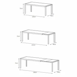 MOBELLIA Table de jardin extensible en aluminium 12 places (195/300 x 96 cm) Amalfi Gris Anthracite Best