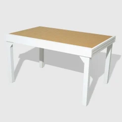MOBELLIA Table de jardin extensible en aluminium 12 places effet bois (200/320 x 100 cm) Murano Blanc Clearance