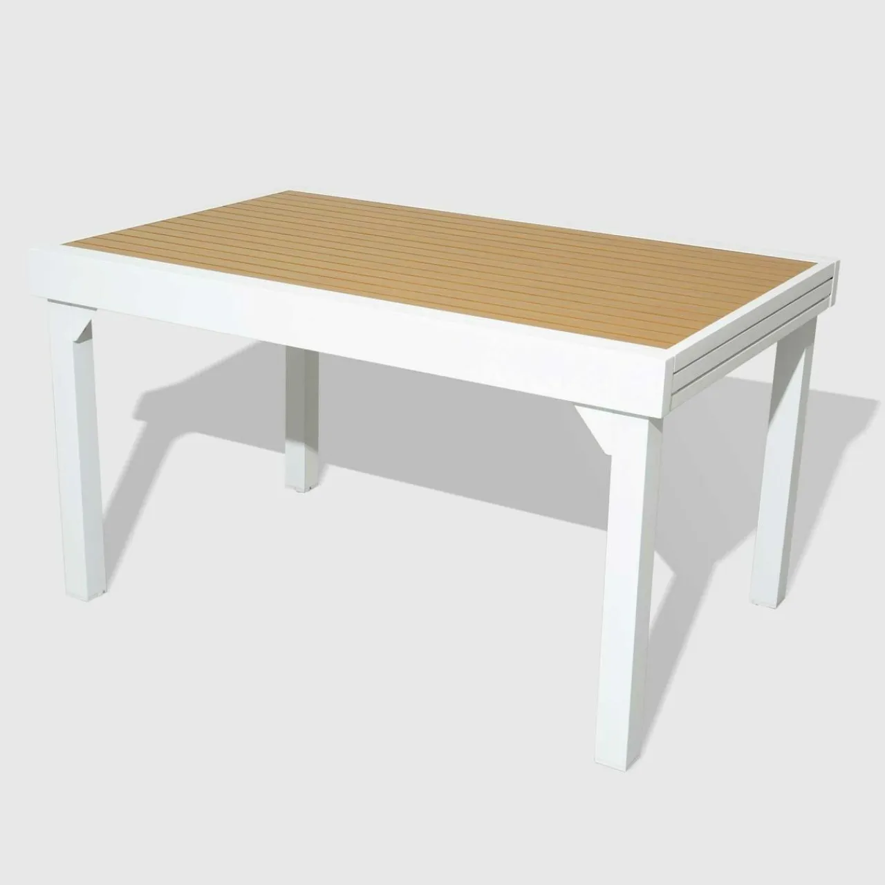 MOBELLIA Table de jardin extensible en aluminium 12 places effet bois (200/320 x 100 cm) Murano Blanc Clearance