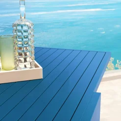 MOBELLIA Table de jardin extensible en aluminium 8 places (90/180 x 90 cm) Murano Bleu pétrole Best