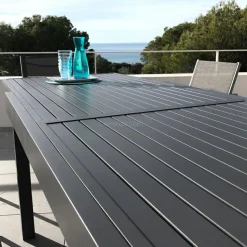 MOBELLIA Table de jardin extensible en aluminium 8 places (90/180 x 90 cm) Murano Gris Anthracite Clearance