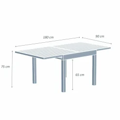 MOBELLIA Table de jardin extensible en aluminium 8 places (90/180 x 90 cm) Murano Gris Anthracite Clearance