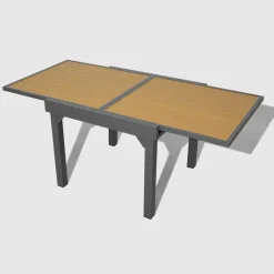 MOBELLIA Table de jardin extensible en aluminium 8 places effet bois (90/180 x 90 cm) Murano Gris Anthracite Discount