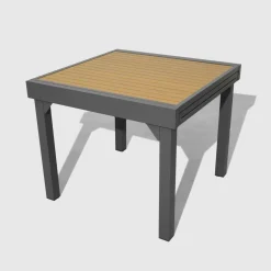 MOBELLIA Table de jardin extensible en aluminium 8 places effet bois (90/180 x 90 cm) Murano Gris Anthracite Discount