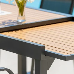 MOBELLIA Table de jardin extensible en aluminium 10 places effet bois (135/270 x 90 cm) Murano Gris Anthracite Sale