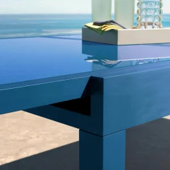 MOBELLIA Table de jardin extensible en verre 12 places (200/320 x 100 cm) Murano Bleu pétrole Sale