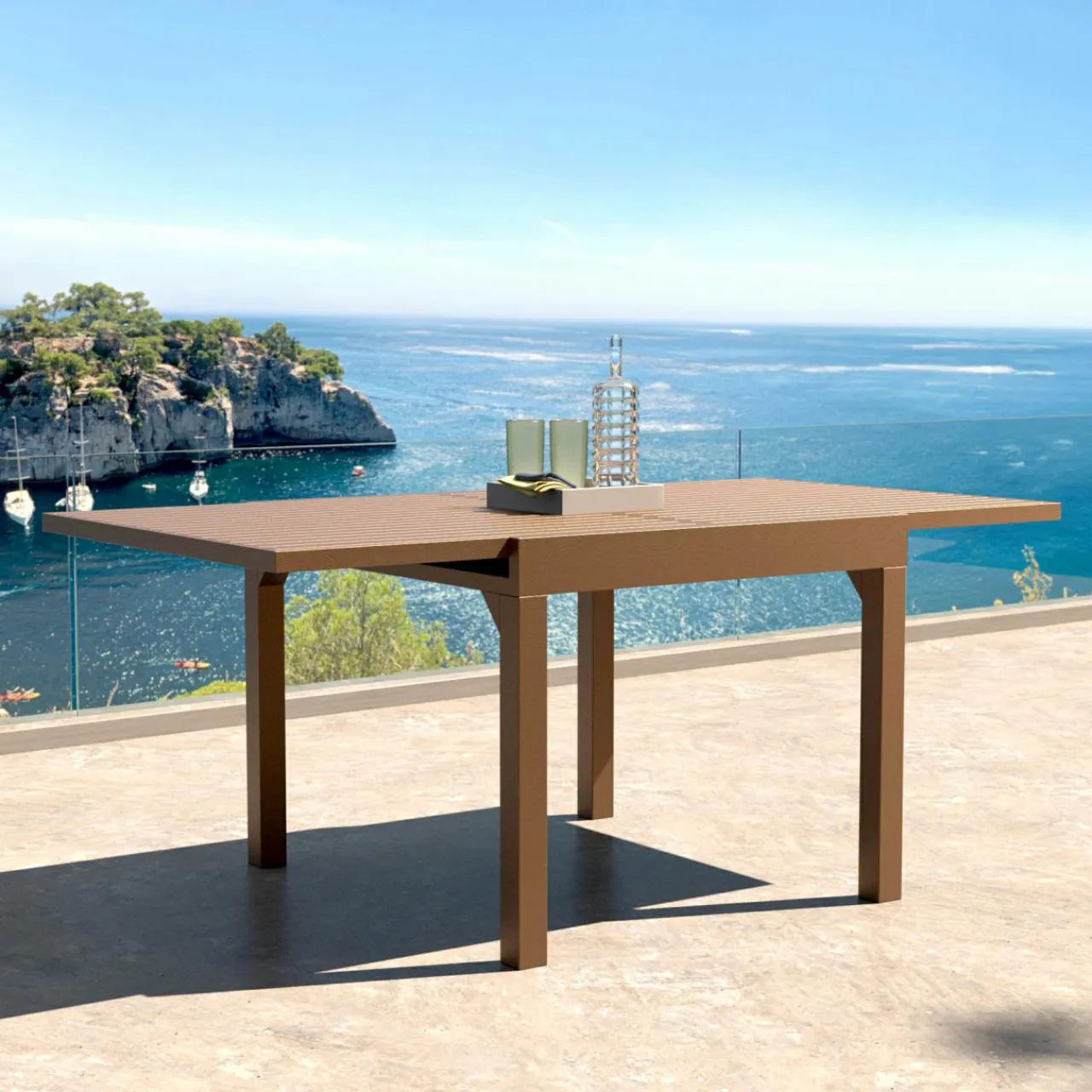 MOBELLIA Table de jardin extensible en aluminium 8 places (90/180 x 90 cm) Murano Bronze Best