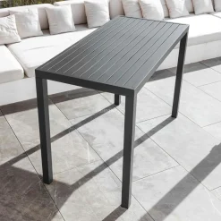 MOBELLIA Table de jardin haute en aluminium 6 places (160 x H105 cm) Murano Gris Anthracite Best