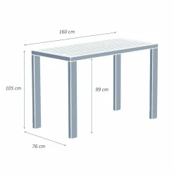 MOBELLIA Table de jardin haute en aluminium 6 places (160 x H105 cm) Murano Gris Anthracite Best