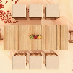 MOBELLIA Table de jardin haute en bois d'acacia 8 places (203 x H105 cm) Bornéo Naturel Outlet