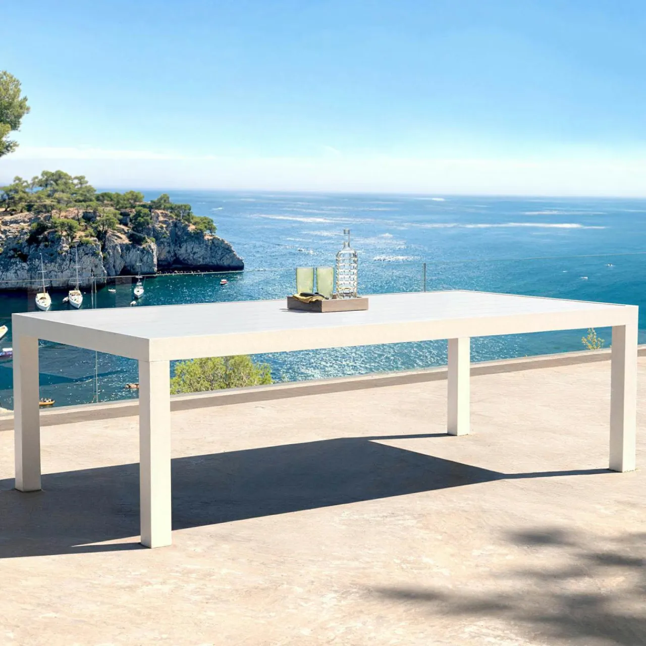 MOBELLIA Table de jardin rectangulaire aluminium 10 places (240 x 120 cm) Murano Blanc Discount