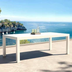 MOBELLIA Table de jardin rectangulaire aluminium 8 places (210 x 100 cm) Murano Blanc Clearance