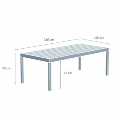 MOBELLIA Table de jardin rectangulaire aluminium 8 places (210 x 100 cm) Murano Blanc Clearance