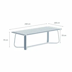 MOBELLIA Table de jardin rectangulaire en aluminium 10 places (240 x 100 cm) Long Beach Gris Anthracite Hot