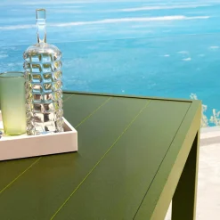 MOBELLIA Table de jardin rectangulaire aluminium 8 places (210 x 100 cm) Murano Vert olive Clearance