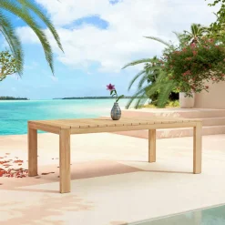 MOBELLIA Table de jardin rectangulaire en bois d'acacia 8 places (215 x 110 cm) Bornéo Naturel New