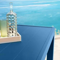 MOBELLIA Table de jardin rectangulaire aluminium 8 places (210 x 100 cm) Murano Bleu pétrole New