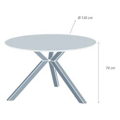 MOBELLIA Table de jardin ronde en aluminium et céramique 6 places (D120 cm) Kore Gris Anthracite New