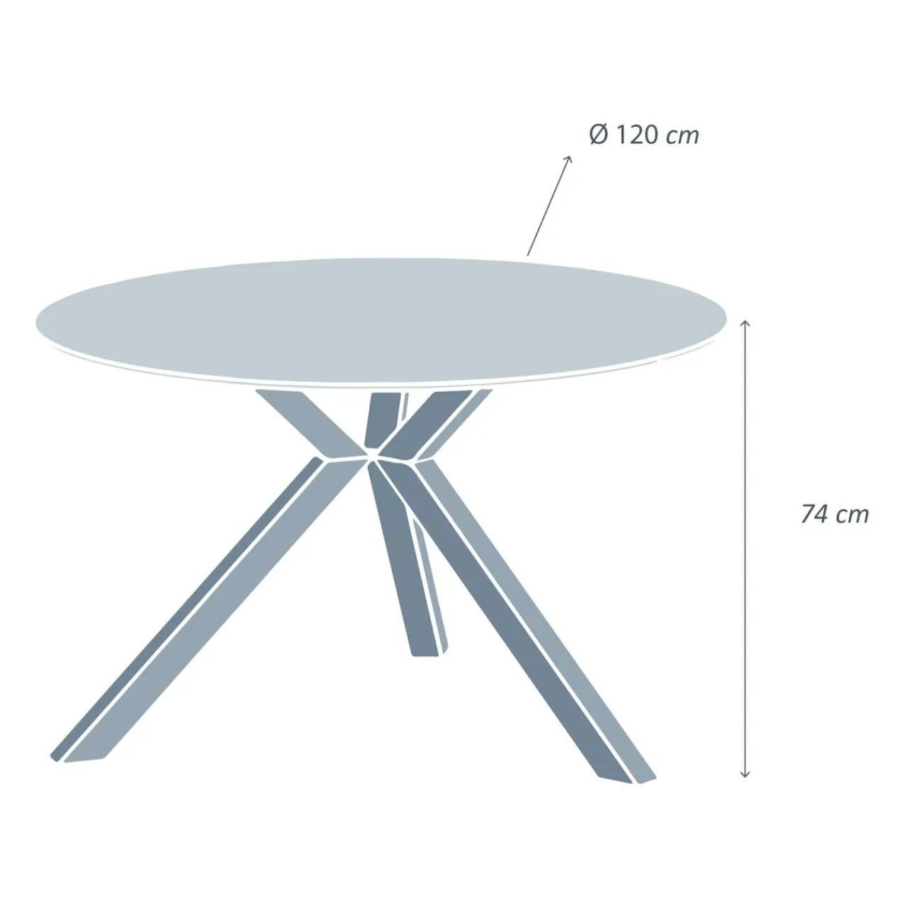 MOBELLIA Table de jardin ronde en aluminium et céramique 6 places (D120 cm) Kore Gris Anthracite New
