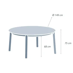 MOBELLIA Table de jardin ronde en aluminium 8 places (D149 cm) Monte Carlo Blanc Hot