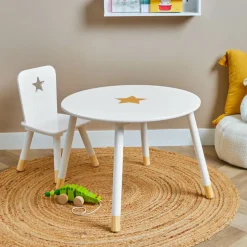 EMINZA Table enfant bois (H44 cm) Stars he Blanc New