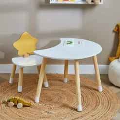 EMINZA Table et 1 chaise enfant bois (H44 cm) Stars Blanc Online