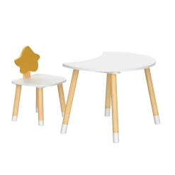 EMINZA Table et 1 chaise enfant bois (H44 cm) Stars Blanc Online
