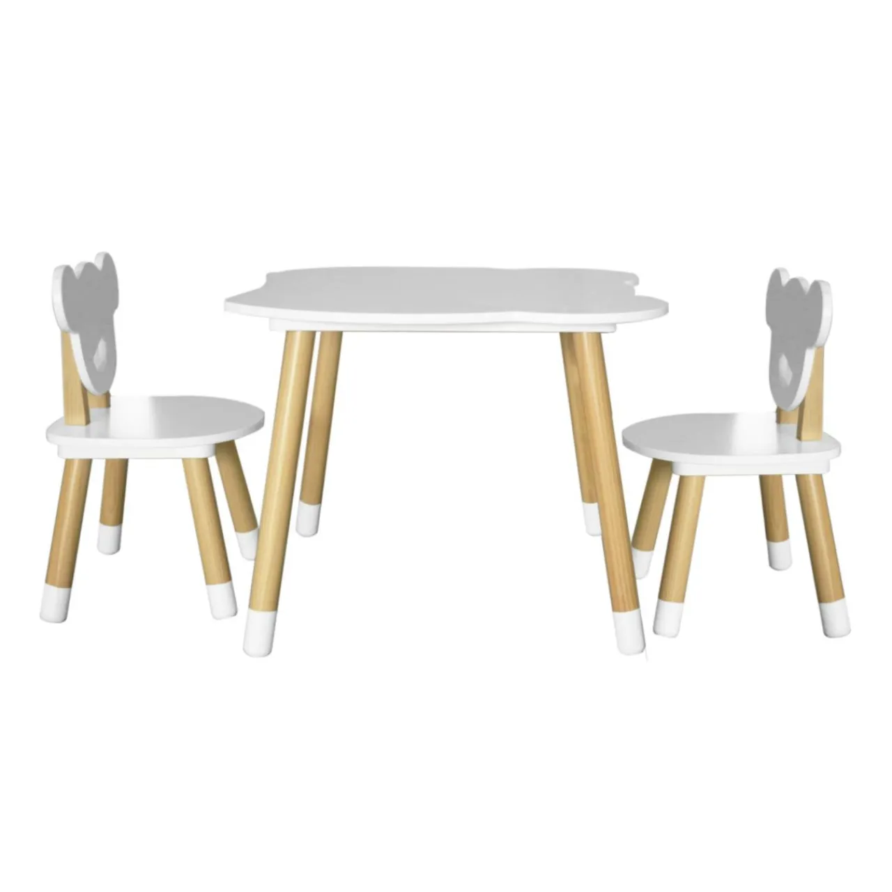 EMINZA Table et 2 chaises enfant bois (H44 cm) Oursons Blanc Online