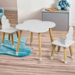EMINZA Table et 2 chaises enfant bois nuage (H44 cm) Lilou Blanc Online
