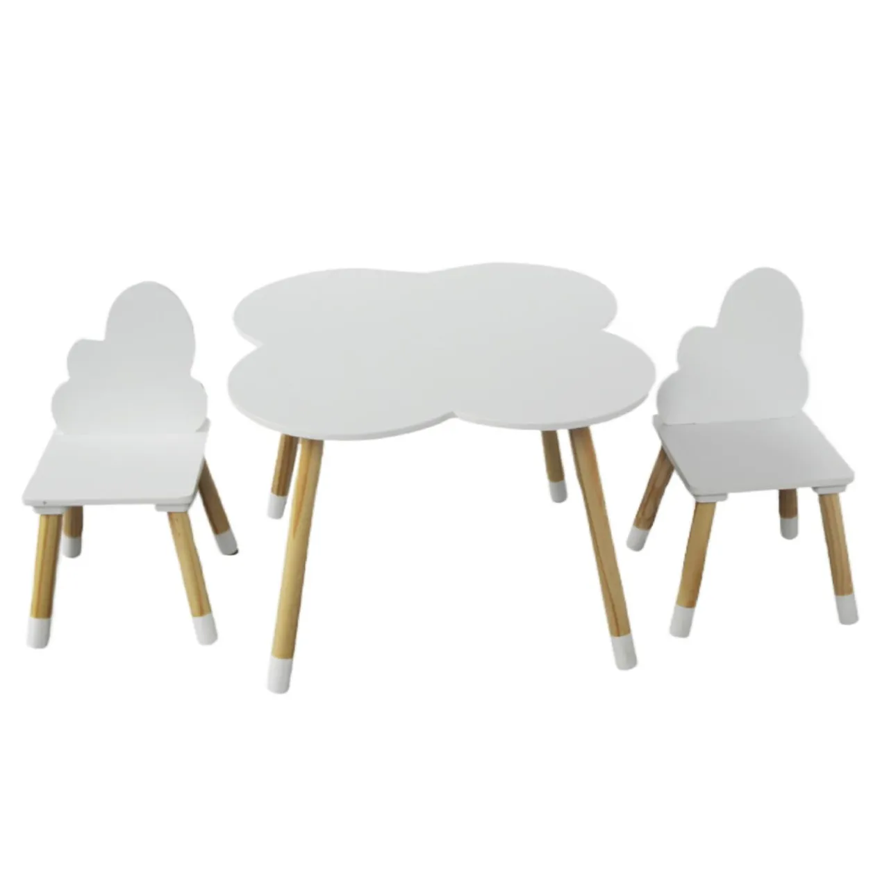 EMINZA Table et 2 chaises enfant bois nuage (H44 cm) Lilou Blanc Online