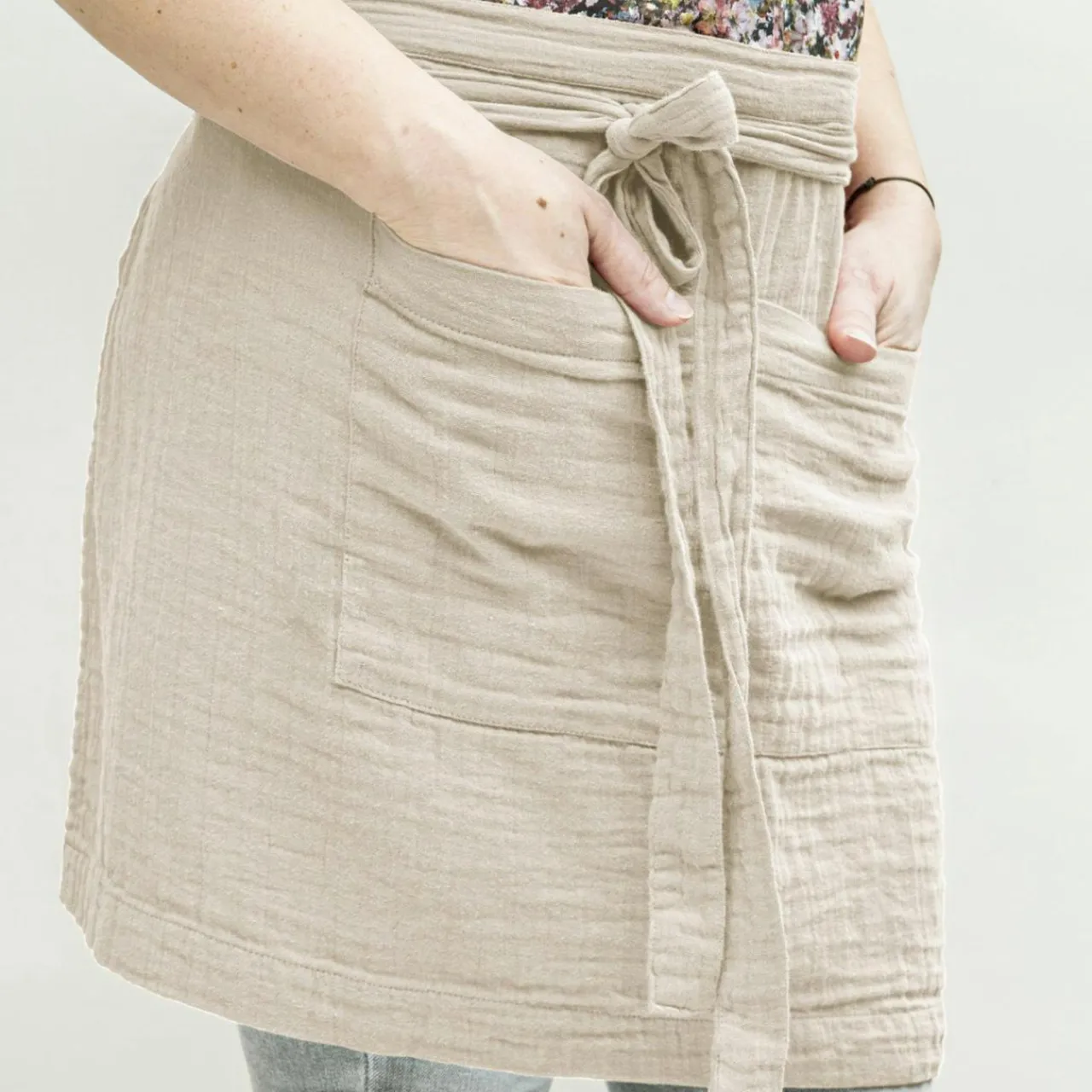 EMINZA Tablier avec poches gaze de coton Gaïa pampa Beige Outlet