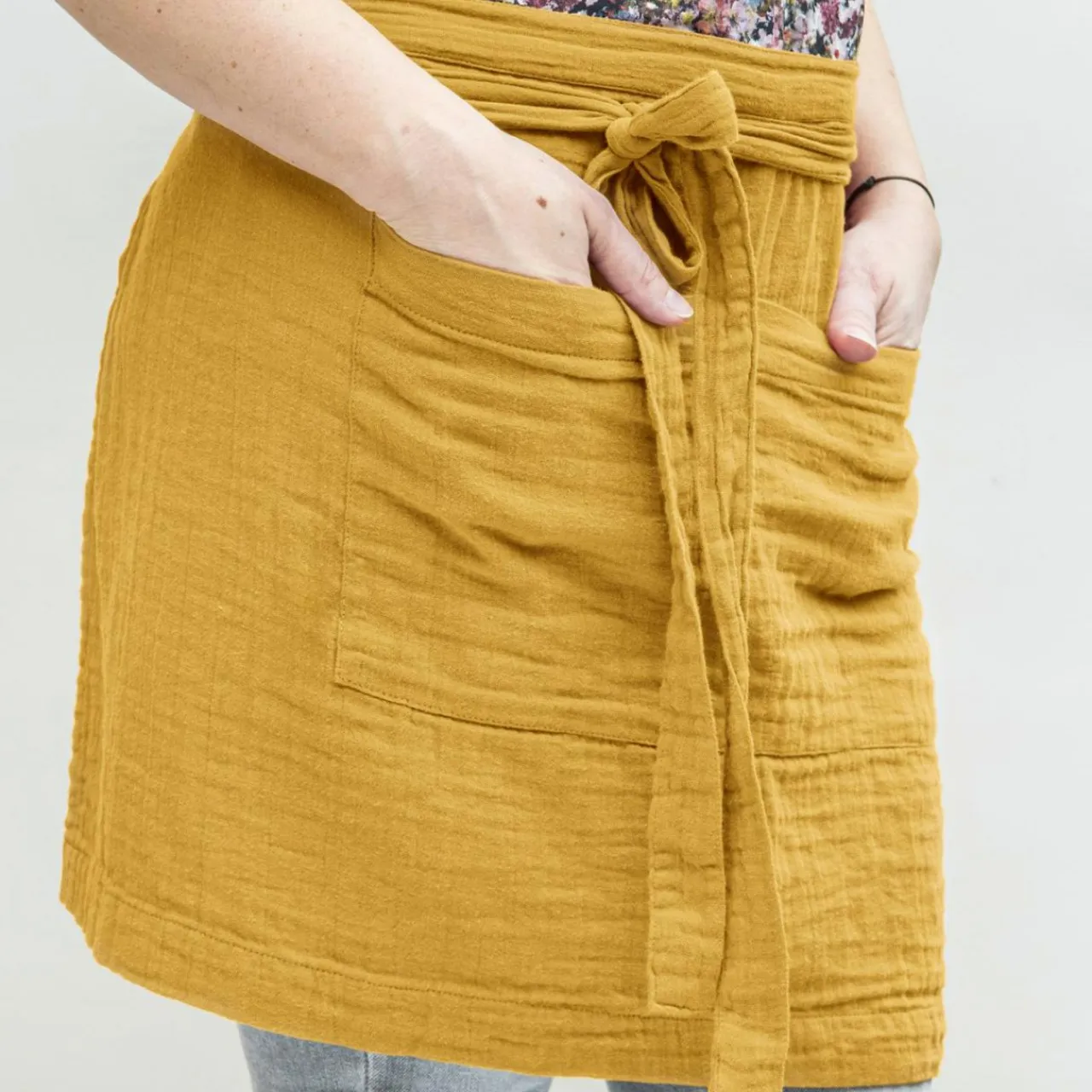 EMINZA Tablier avec poches gaze de coton Gaïa Jaune safran Best