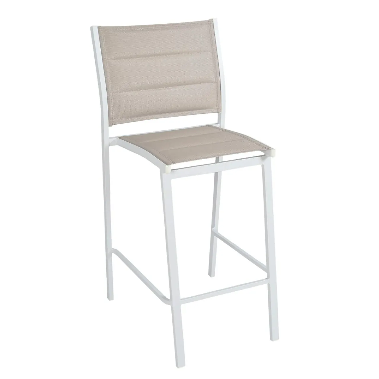 MOBELLIA Tabouret de jardin aluminium empilable Murano et taupe Blanc Hot