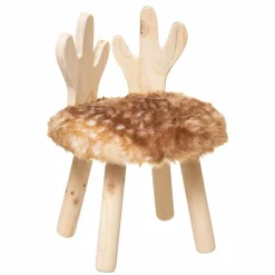 Atmosphera cru017dateur d'intu017drieur for kids Tabouret enfant bois et fausse fourrure (H38 cm) Cerf Marron Outlet