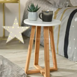 TENDANCE Tabouret plateau (H43 cm) Bambou Blanc Online