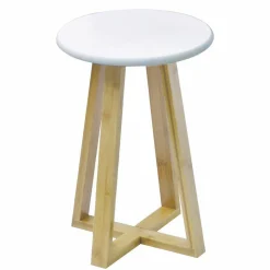 TENDANCE Tabouret plateau (H43 cm) Bambou Blanc Online
