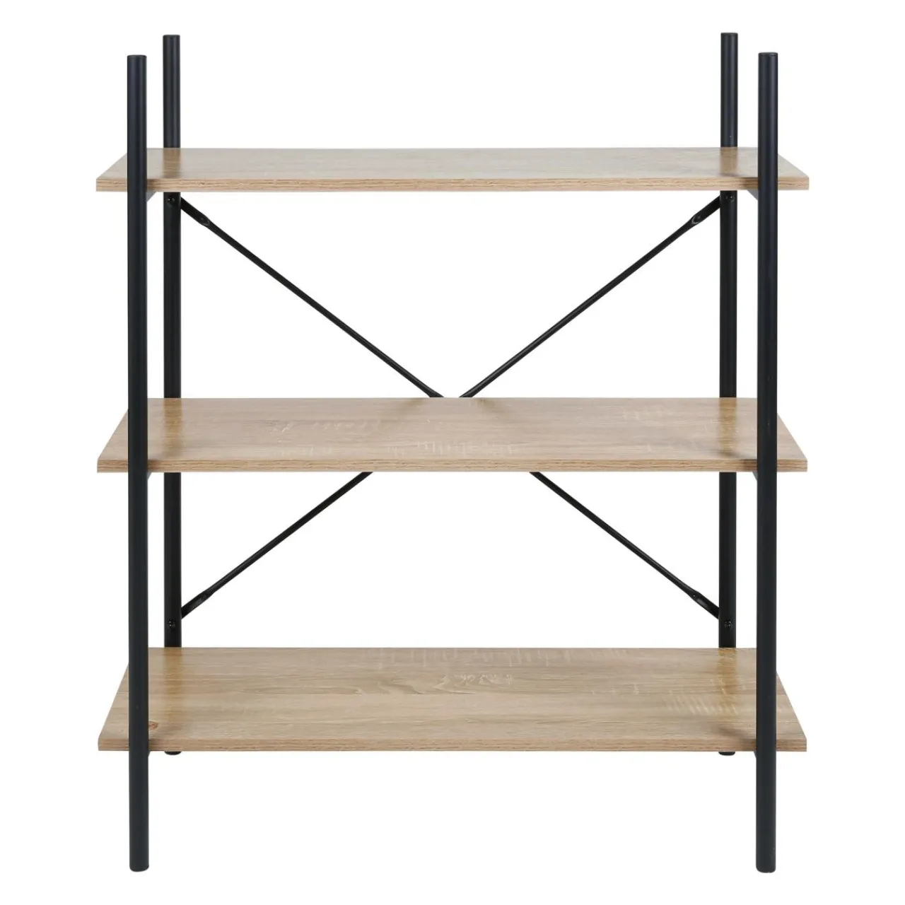 OSTARIA Étagère 3 niveaux bois et métal (H96.5 cm) Lola e Noir New