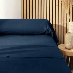 DOUCEUR D'INTERIEUR Taie de traversin coton bio (L185 cm) Biolina Bleu nuit Discount