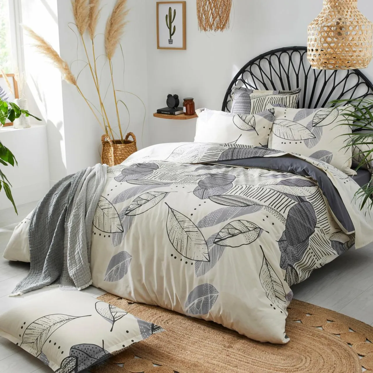 TRADILINGE Taie de traversin coton lavé (L200 cm) Folio e Gris Discount